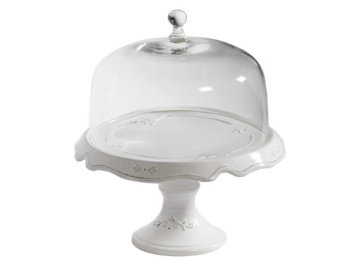 Alzata Grande con Campana in vetro, bianco | Virginia Casa