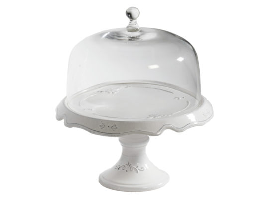 Alzata Grande con Campana in vetro, bianco | Virginia Casa