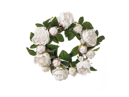 CORONA PEONIE CM40 BIANCO-VERDE