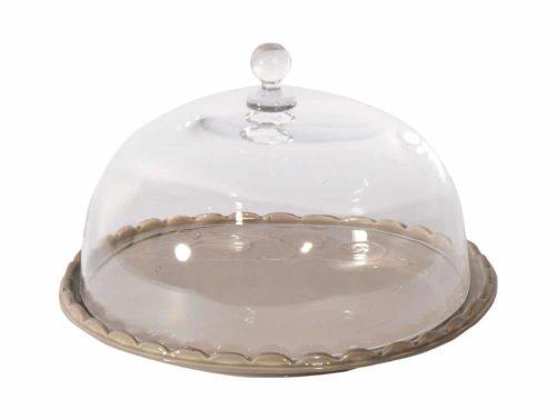 PIATTO DOLCE PICC. c/CLOCHE “Volute” GRIGIO TORTORA