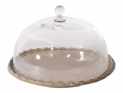 PIATTO DOLCE GRANDE c/campana “Volute” GRIGIO TORTORA