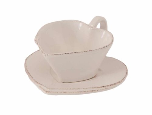 TAZZA&PIATTINO THE’ CUORE H8CM “LASTRA” BIANCO