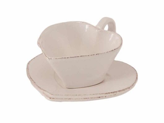 TAZZA&PIATTINO THE' CUORE H8CM "LASTRA" BIANCO