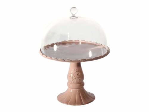 PORTA TORTA GR. C/CAMPANA H34CM “VOLUTE” ROSA