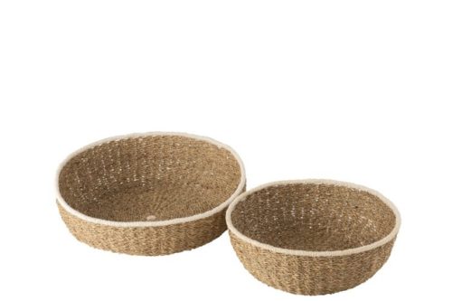 Set 2 Piatti Bordo Bianco Carta Marrone (46x46x14cm)