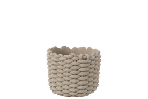 Portavasi Imitazione Corda Cemento Grigio Medium (20.5×20.5×17.5cm)