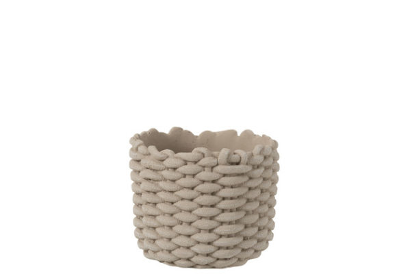 Portavasi Imitazione Corda Cemento Grigio Medium (20.5x20.5x17.5cm)