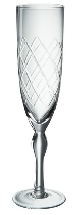 Set da 6 Bicchieri Flute Vetro Inciso Trasparente 6X25cm