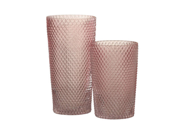 Vaso Dritto Alto Vetro Rosa Large (14x14x28cm) - immagine 4