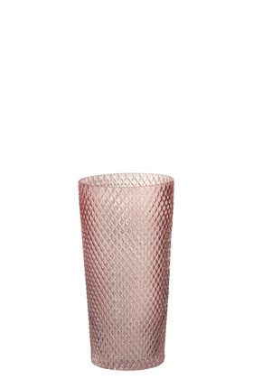 Vaso Dritto Alto Vetro Rosa Large (14x14x28cm)