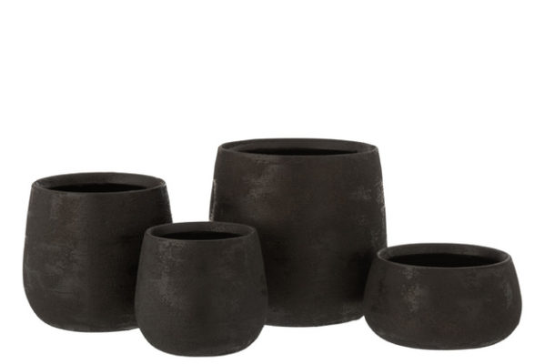 Portavasi Irregolare Rugoso Ceramica Nero Medium (20x20x18cm) - immagine 3