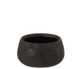 Portavasi Basso Irregolare Rugoso Ceramica Nero (20.5×20.5×10.5cm)