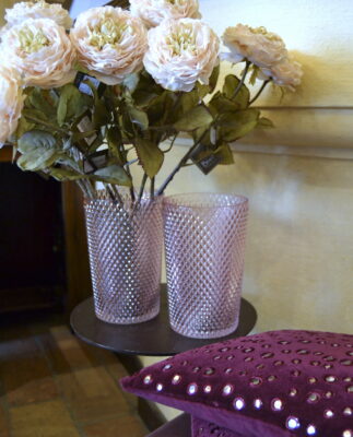Vaso Dritto Alto Vetro Rosa Large (14x14x28cm) - immagine 6
