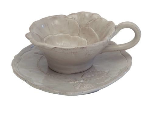 SET TAZZA&PIATTINO THÈ linea “Romantica” – GRIGIO CORDA