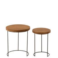 Set 2 Tavolini Rotondi Teak Legno Naturale - Jolipa - immagine 2