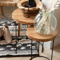 Set 2 Tavolini Rotondi Teak Legno Naturale - Jolipa - immagine 3