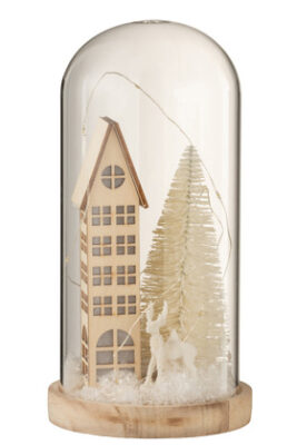 Campana Alta Led Casa Vetro/Legno Beige Large