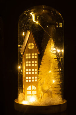 Campana Alta Led Casa Vetro/Legno Beige Large - immagine 2
