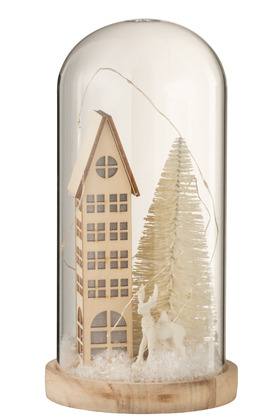 Campana Alta Led Casa Vetro/Legno Beige Large