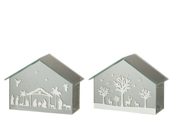 Decorazione Led Casa Alberi + Animali Vetro Oro Assortimento Di 2 - Jolipa
