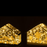 Decorazione Led Casa Alberi + Animali Vetro Oro Assortimento Di 2 - Jolipa - immagine 3
