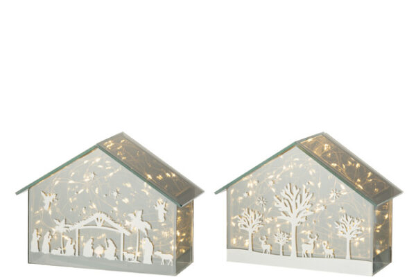 Decorazione Led Casa Alberi + Animali Vetro Oro Assortimento Di 2 - Jolipa - immagine 2