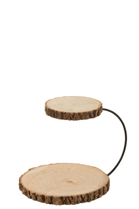 Vassoio 2 Livelli Rotondo Incurvato Legno Paulownia Naturale – Jolipa
