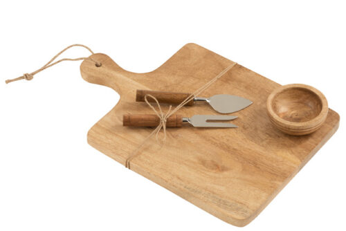 Cheese Board+Knife+Bowl Mango Wood Natural