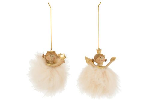 Angelo Da Sospendere Resina/Tessuto Beige/Oro – Jolipa