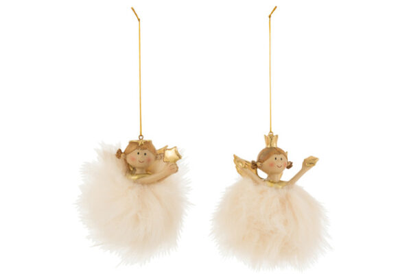 Angelo Da Sospendere Resina/Tessuto Beige/Oro - Jolipa
