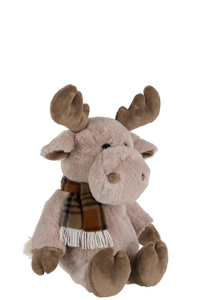 Renna + Sciarpa Peluche Beige/Marrone Chiaro Large – Jolipa