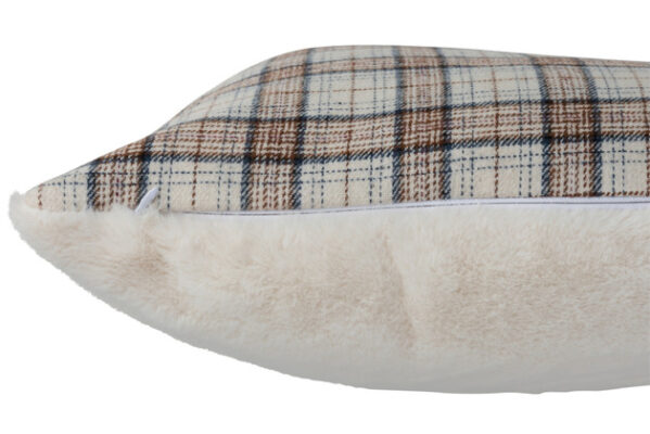 Cuscino Quadretti Quadrato Poliestere Marrone/Bianco - Jolipa - immagine 3