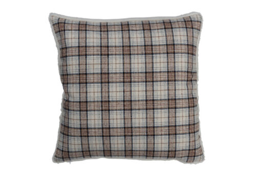 Cuscino Quadretti Quadrato Poliestere Marrone/Bianco – Jolipa