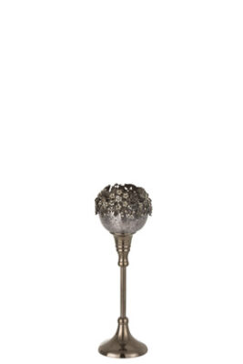 Porta T-Light + Piede Gioiello Metallo/Alluminio/Vetro Smokey Grey Medium - Jolipa