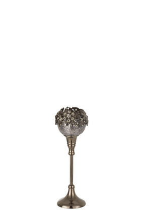 Porta T-Light + Piede Gioiello Metallo/Alluminio/Vetro Smokey Grey Medium – Jolipa