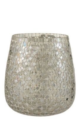 Porta T-Light Mosaico Vetro Argento Large - Jolipa