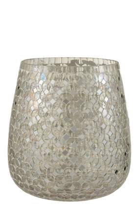 Porta T-Light Mosaico Vetro Argento Large – Jolipa