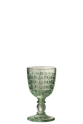 Bicchiere Piede Motivo Rilievo Vetro Verde Small – Jolipa