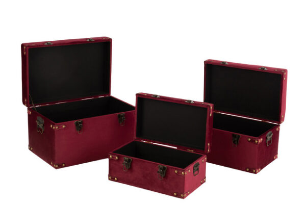 Set 3 Valigie Alte Velluto Bordo Small - Jolipa - immagine 2