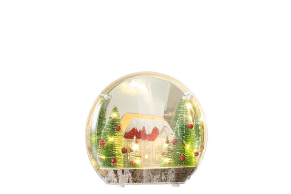 Deco Inverno Casa + Albero Led Acrilico Bianco/Verde Small - Jolipa - immagine 2