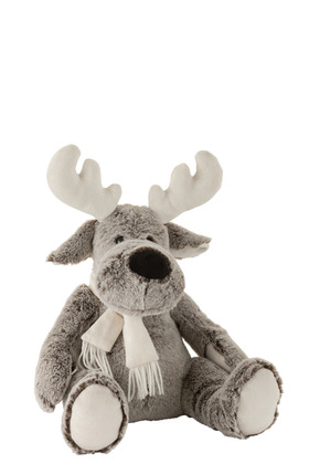 Alce + Sciarpa Peluche Grigio/Bianco Medium – Jolipa