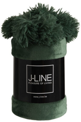 Plaid Pompon Poliestere Verde Scuro - Jolipa - immagine 2