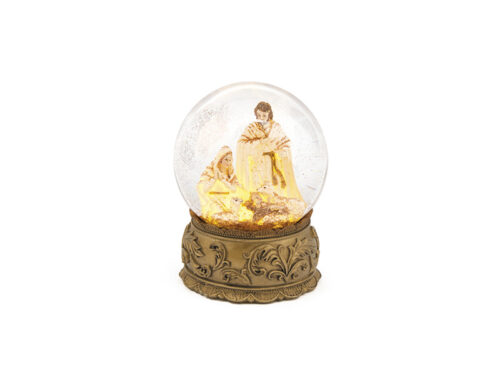 SNOWBALL HOLY FAMILY C/LUCEA BATTERIA E GLITTER | ORO – BRUCO