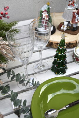 ALBERELLO VETRO NOEL C/LUCI LED A BATTERIA VERDE - BRUCO - immagine 2