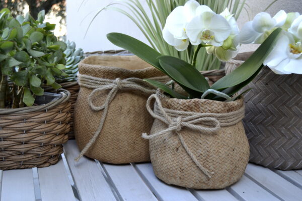 Portavasi Imitazione Iuta Corda Cemento Naturale Small - Jolipa - immagine 3