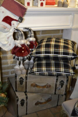 Cuscino Quadretti Quadrato Tessuto Nero/Bianco/Beige - Jolipa - immagine 4