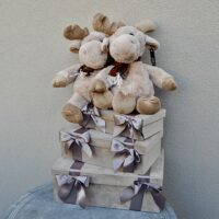 Renna + Sciarpa Peluche Beige/Marrone Chiaro Large - Jolipa - immagine 3