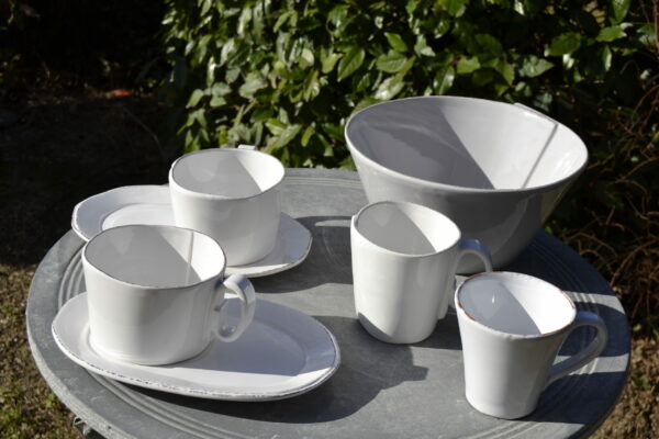 SET COLAZIONE TAZZA & PIATTO "LINEA LASTRA" - BIANCO | VIRGINIA CASA - immagine 4