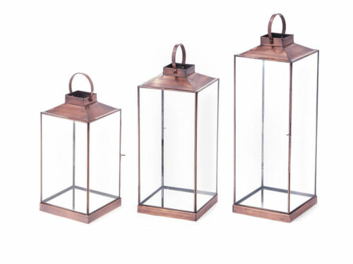 SET LANTERNE TRE PEZZI IN METALLO