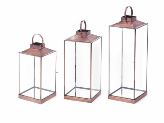 SET LANTERNE TRE PEZZI IN METALLO